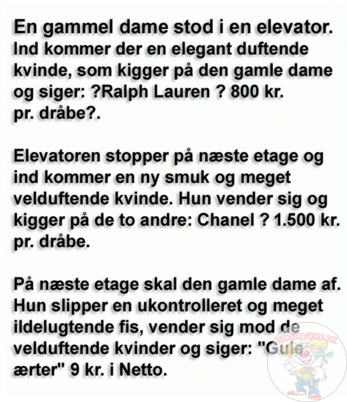 En gammel dame i en elevator